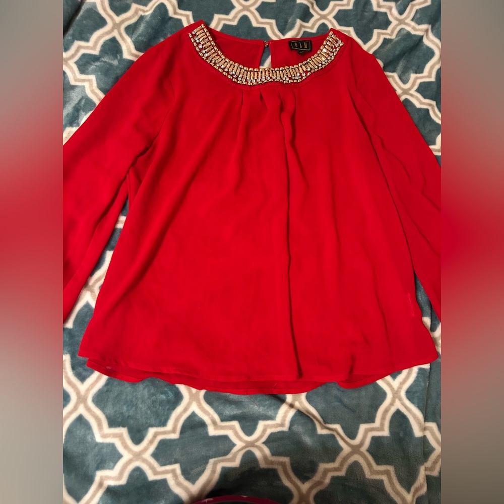 Red Beaded Women's Top
